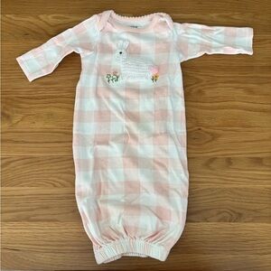 Mud Pie Pink Crochet Bunny Baby Gown